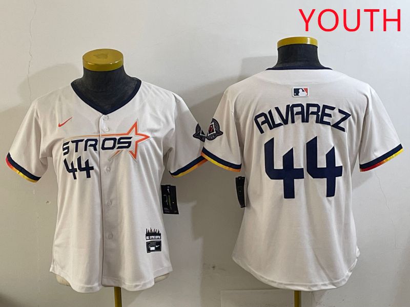 Youth Houston Astros 44 Alvarez Cream Three generations Joint Name 2025 Nike MLB Jersey style 6